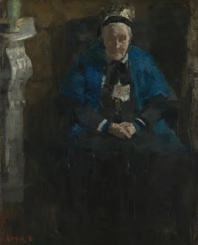 Женщина в синем шарфе by Джеймс Энсор, 1881 — digital art print download