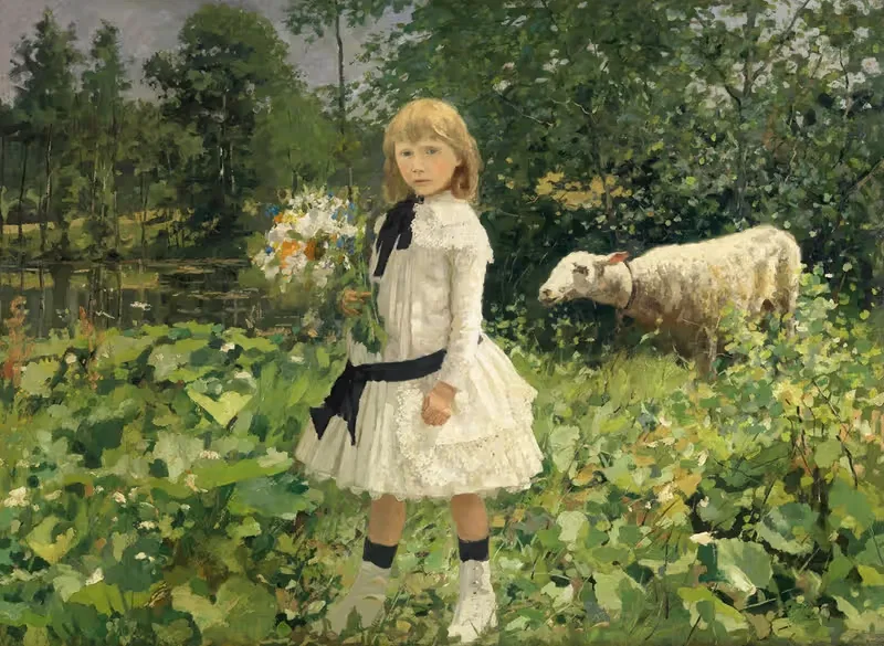 Мисс Строббе в парке by Жан-Батист Дегреф, 1884-1886 — digital art print download