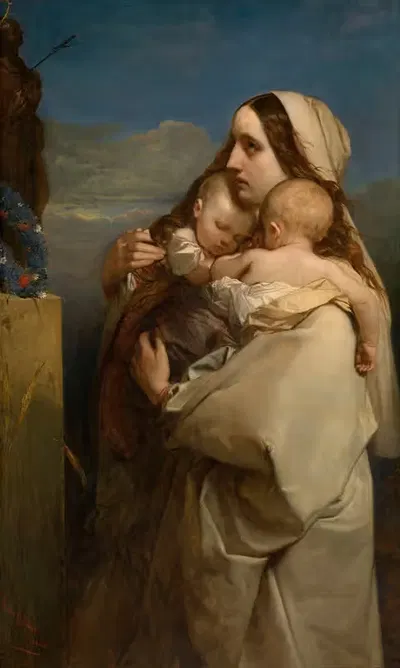 The Unfortunate Mother by Louis Gallait, 1843 — digital art print download