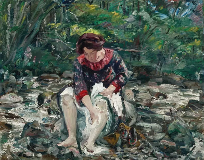 Девушка у лесного ручья by Ловис Коринт, 1913 — digital art print download