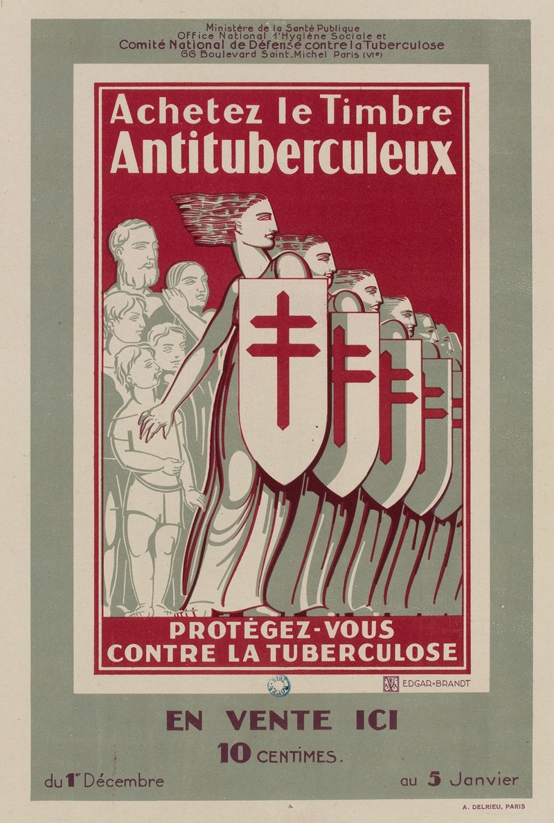 4e Campagne nationale du timbre antituberculeux by Edgar Brandt, 1930 — digital art print download