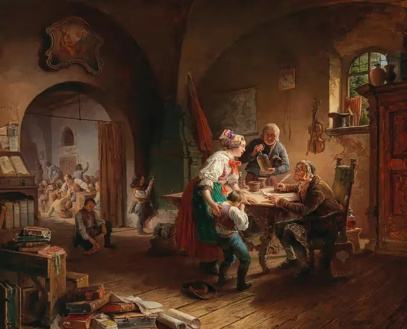 Деревенская школа by Эдуард Риттер, 1845 — digital art print download