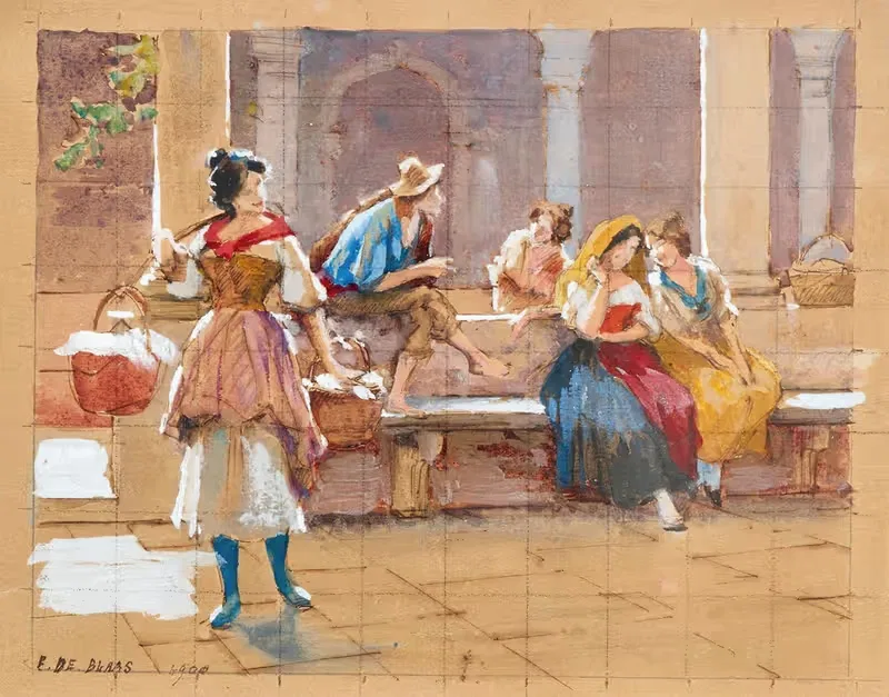 Сплетни (Этюд для 'il Pettegolezzo') by Эугени фон Блаас, 1900 — digital art print download