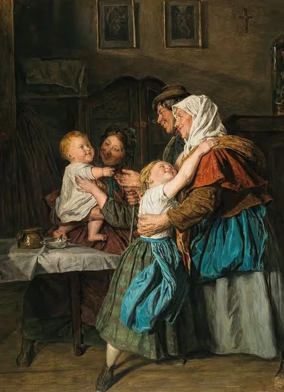 Визит бабушек и дедушек by Фердинанд Георг Вальдмюллер, 1863 — digital art print download
