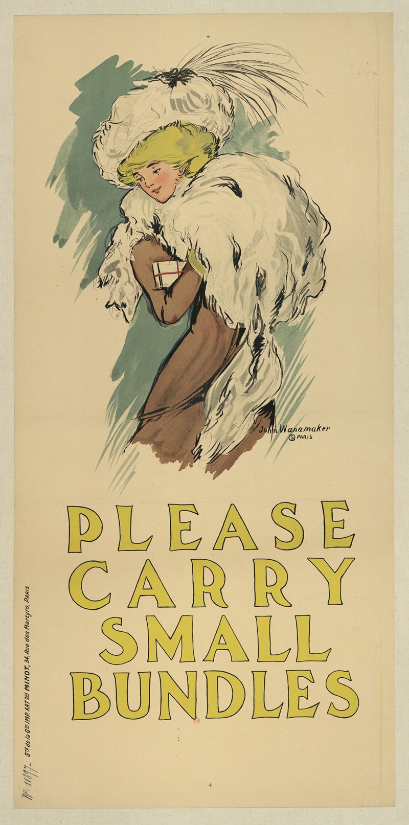 John Wanamaker. Please carry small bundles by Etablissements Minot, 1909 — digital art print download