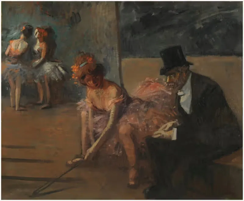 Danseuse et admirateur derrière la scène — Jean-Louis Forain