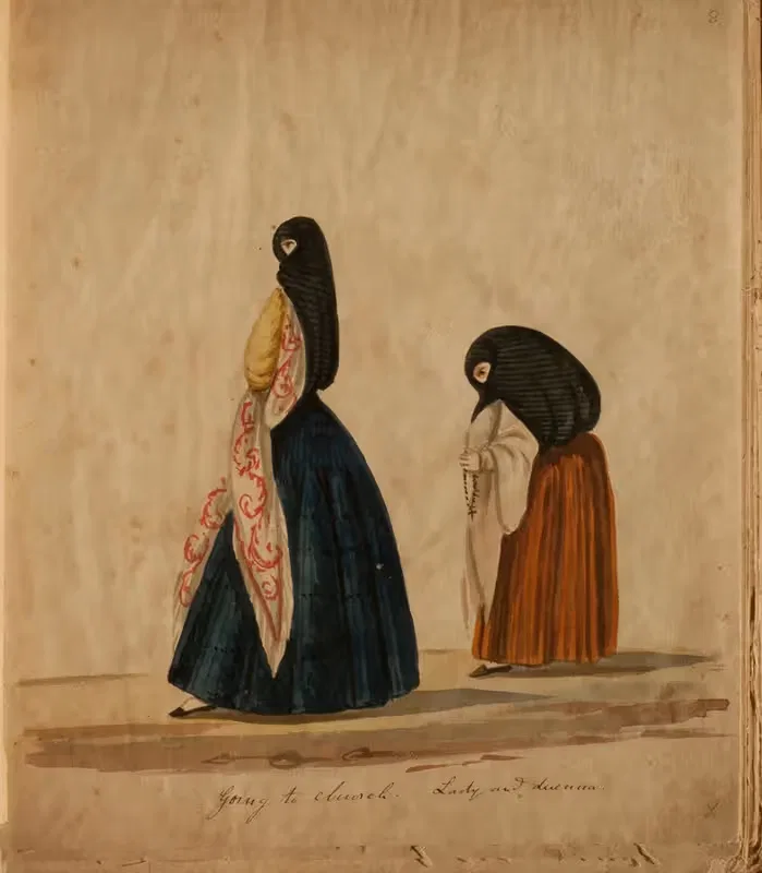 Going to church – Lady and duenna — Francisco Fierro