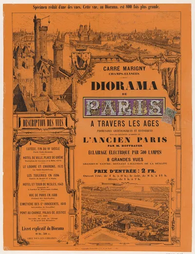 Carré Marigny, Champs-Elyssées. Diorama de Paris à travers les âges by Fédor Hoffbauer, 1880 — digital art print download