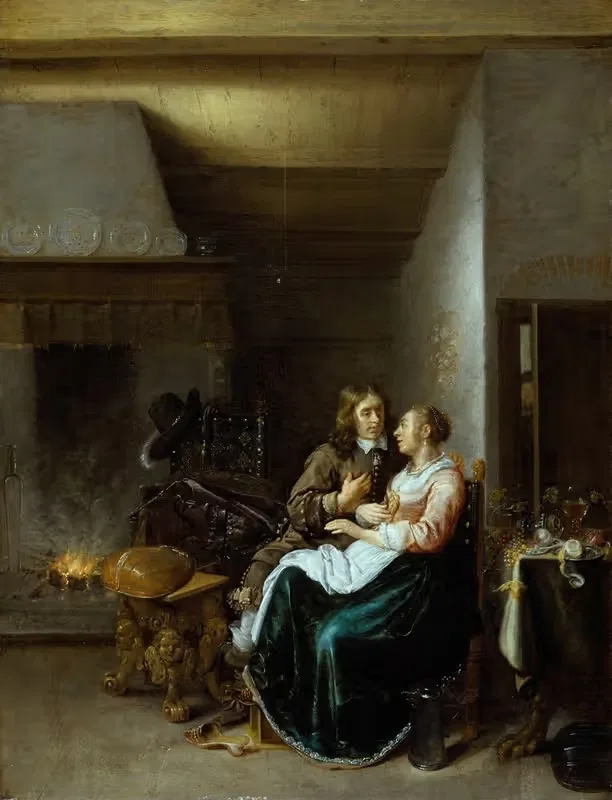 A Couple in an Interior by Jan Miense Molenaer, 1652 — digital art print download