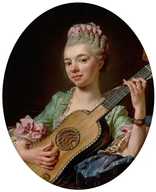 Young Woman with a Guitar — Jean Bernard Restout