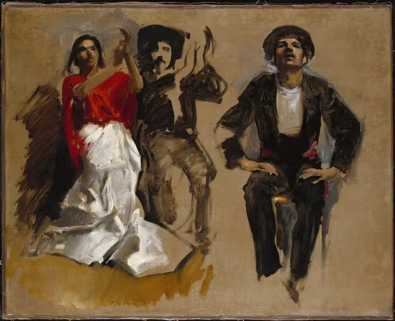Study for Seated Figures for 'El Jale' by John Singer Sargent — digital art print download