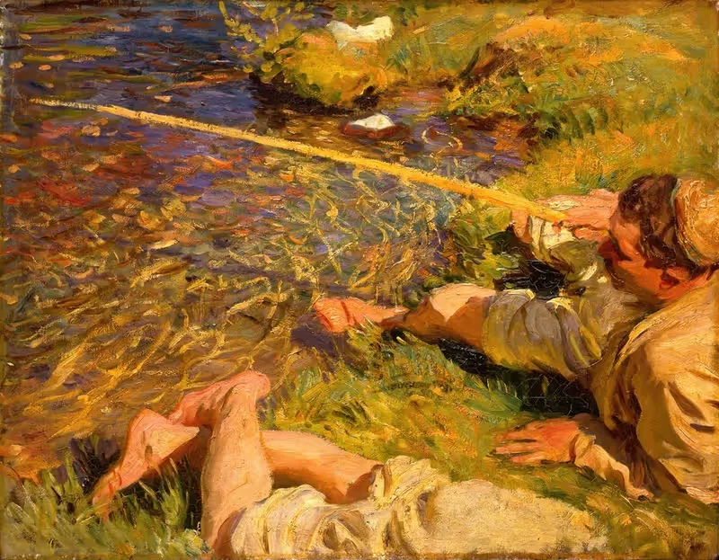 Val d'Aosta, A Man Fishing — John Singer Sargent