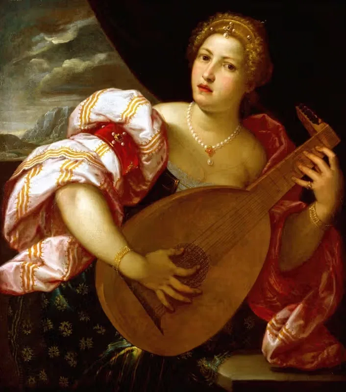 Young Woman Playing a Lute — Parrasio Micheli