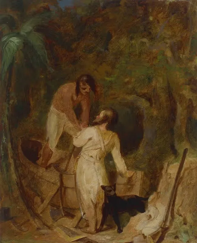 Boat Building by Robinson Crusoe and Friday — Thomas Sully