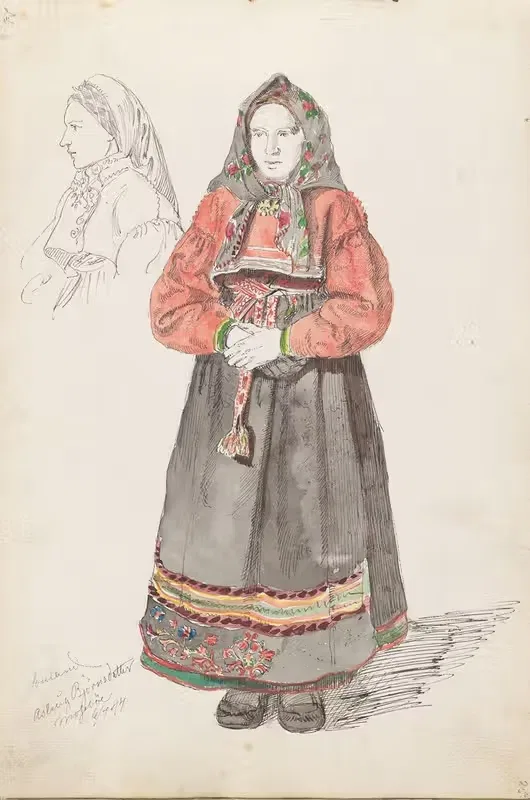 Aslaug Bjørnsdatter Mosebø, Sauland — Adolph Tidemand