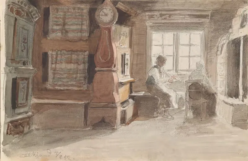 Интерьер с фигурами, Лександ by Адольф Тидеманд, 1852 — digital art print download