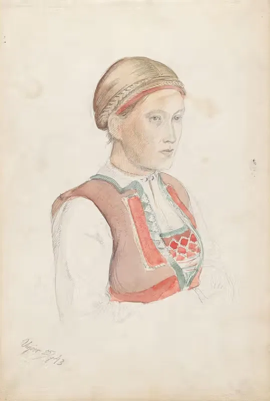 Женщина в полупрофиле, Викиёй by Адольф Тидеманд, 1843 — digital art print download