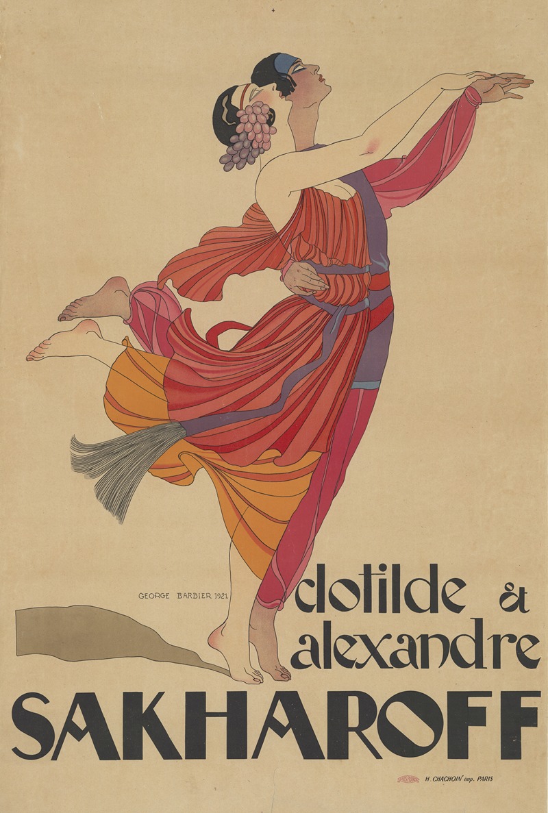 Clothilde et Alexandre Sakharoff by Жорж Барбье, 1921 — digital art print download