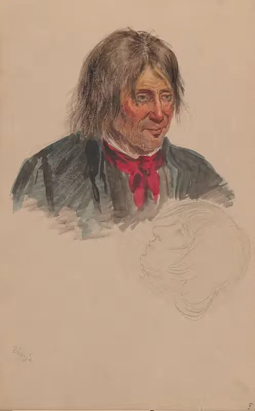 Мужской портрет, Винье; мужская голова by Адольф Тидеманд, 1857 — digital art print download