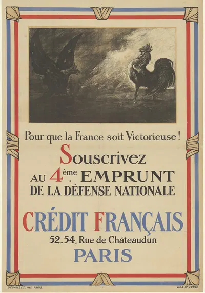Pour que la France soit victorieuse Souscrivez au 4ème Emprunt de la Défense nationale. Crédit français by Georges Bertin…