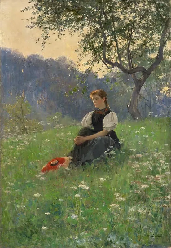 Gutach Woman in a Meadow — Franz Xaver Gräßel