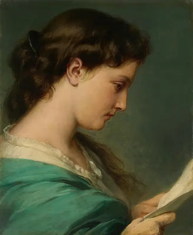 Женщина, читающая письмо by Франц Ксавер Винтерхальтер, 1860 — digital art print download