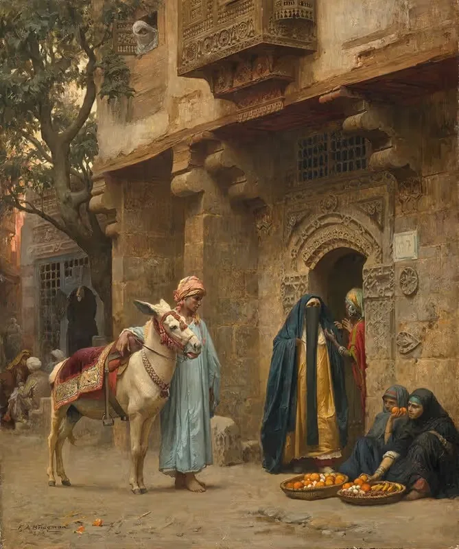 Арабские женщины перед дверью by Фредерик Артур Бриджман, 1878 — digital art print download