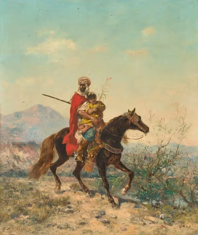 Арабский кавалер с ребёнком by Жорж Вашингтон — digital art print download
