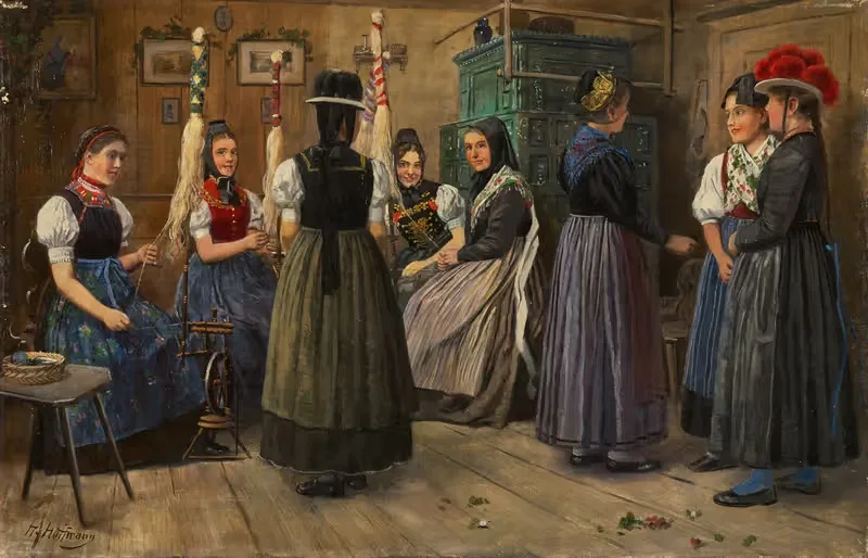 Прядильная комната в Черном лесу by Генрих Хоффман — digital art print download