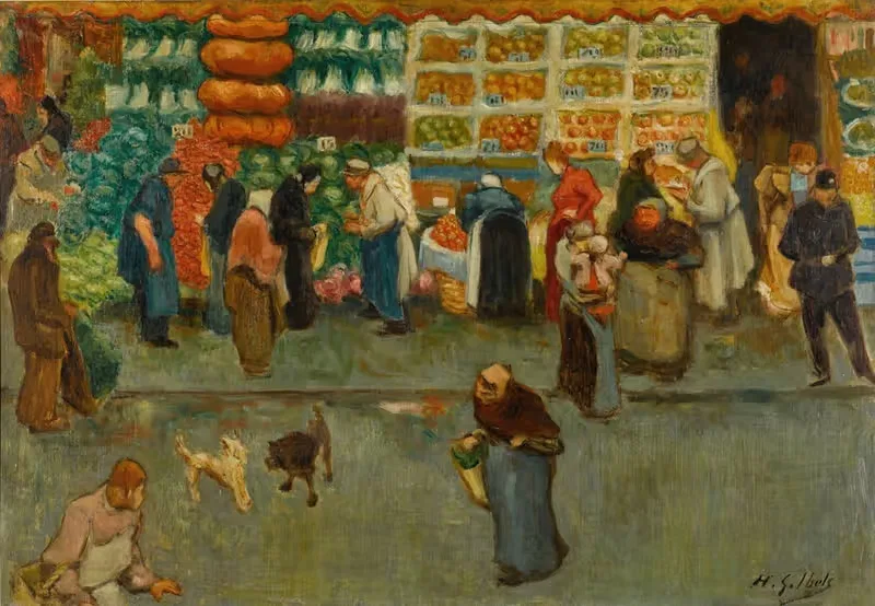 Сцена рынка в Париже by Анри-Габриэль Ибель — digital art print download