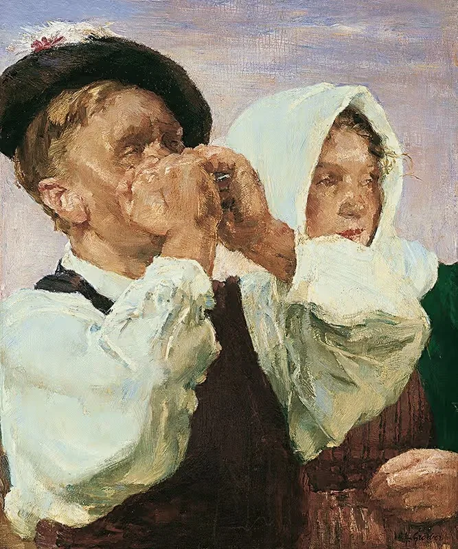 Игрок на губной гармонике by Германн Гробер — digital art print download