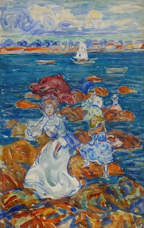 Low Tide (Figures on Rocks) by Maurice Prendergast, 1901 — digital art print download