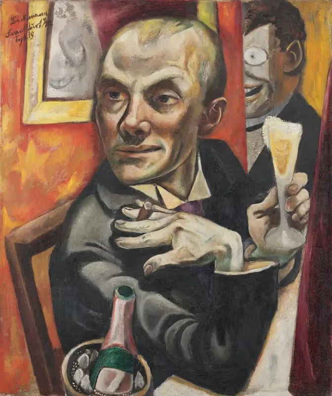 Self-Portrait with Champagne Glass — Max Beckmann