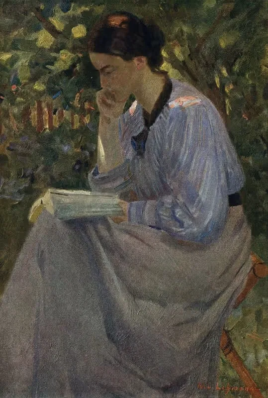Читающая женщина (Дахау) by Вильгельм Людвиг Леманн, 1906 — digital art print download