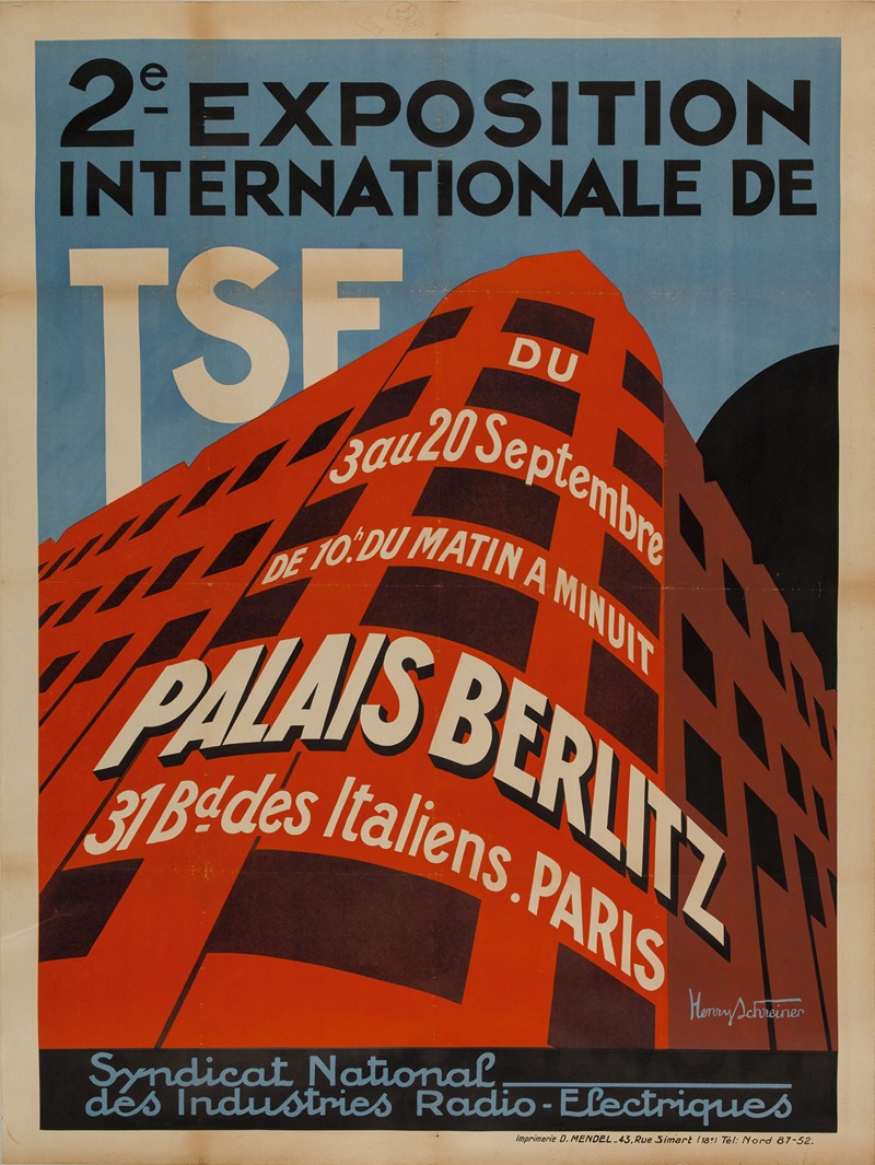 2e exposition internationale TSF Palais Berlitz by Henri Schreiner, 1932 — digital art print download