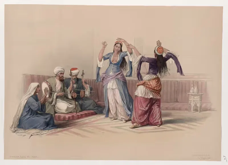 Танцующие девушки в Каире by Дэвид Робертс, 1846-1849 — digital art print download