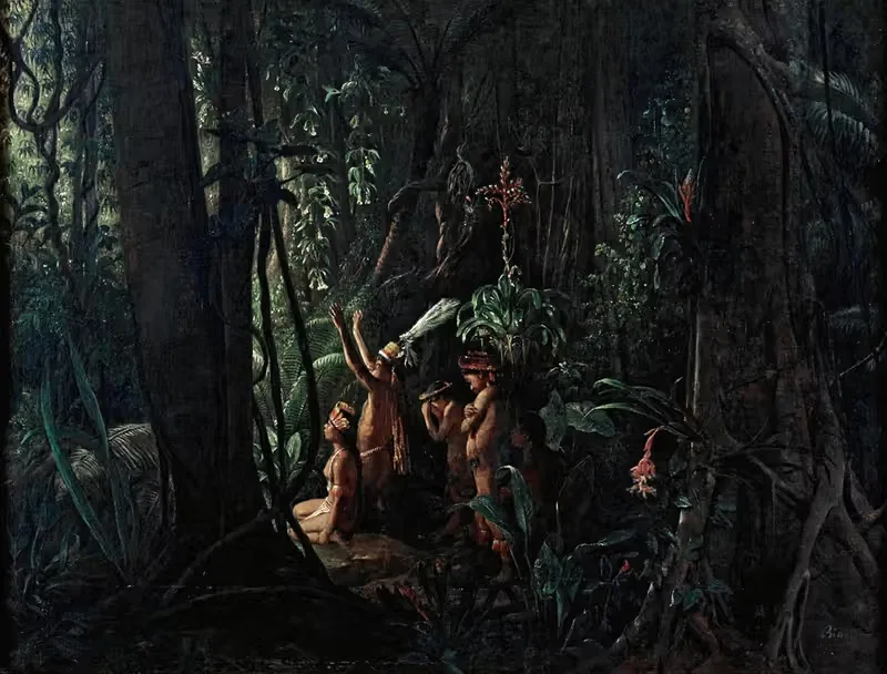 Amazonian Indians Worshiping the Sun God — François–Auguste Biard