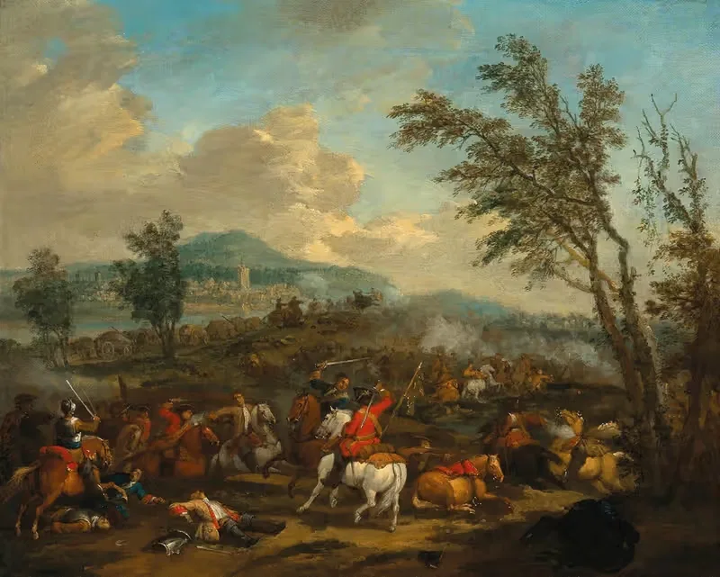 A cavalry skirmish by Jan van Huchtenburg — digital art print download