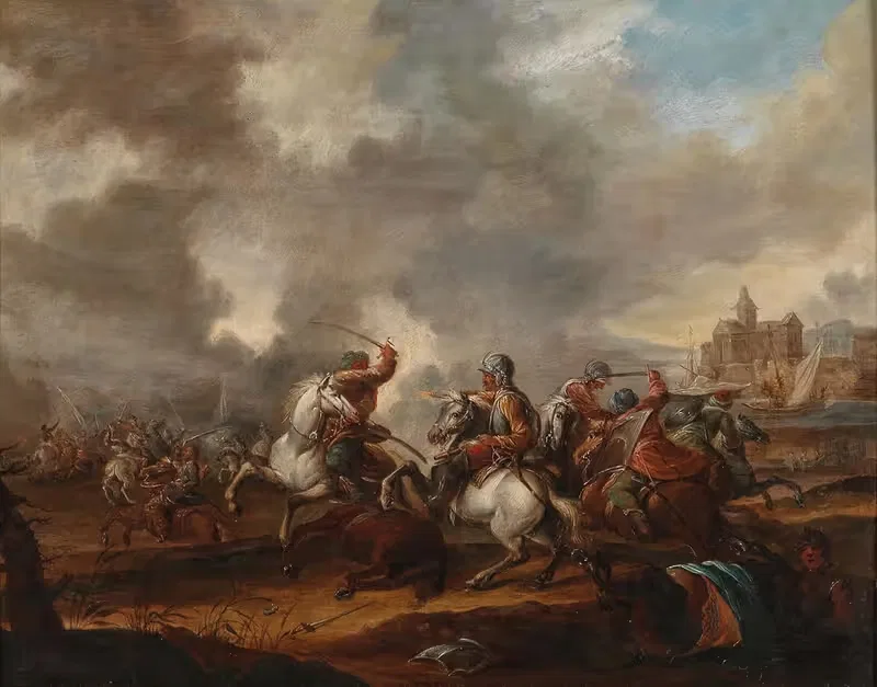 A cavalry skirmish by Jan van Huchtenburg — digital art print download