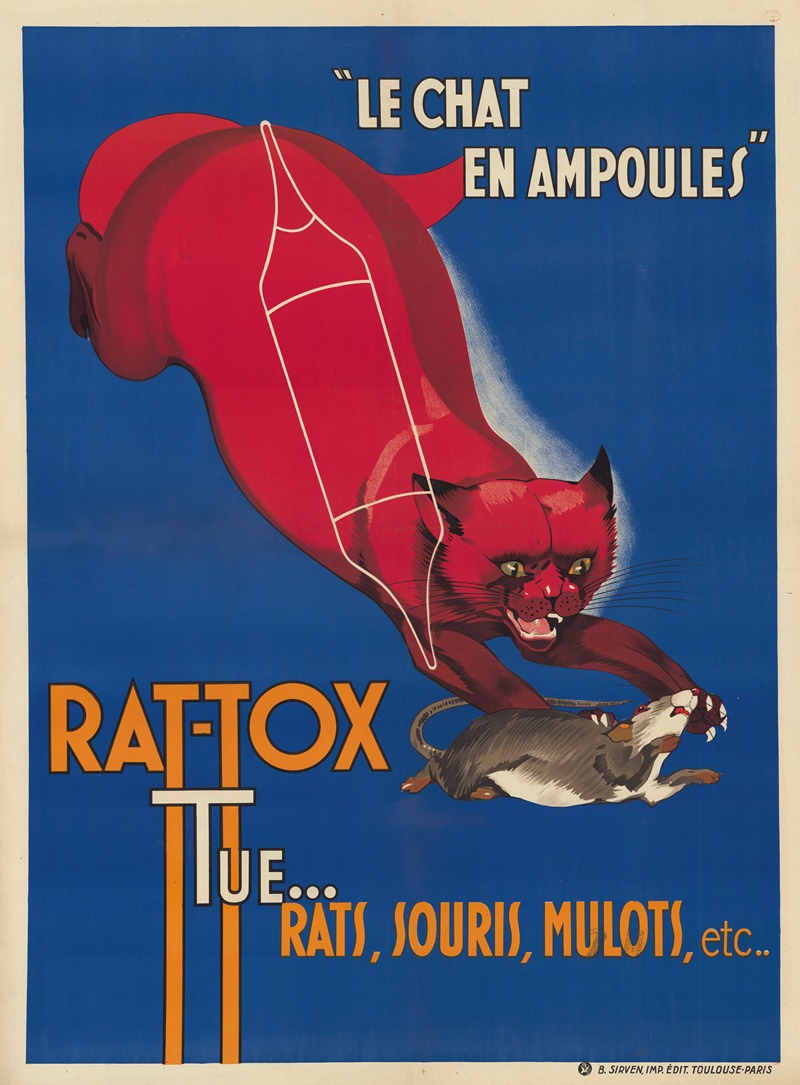 Le chat en ampoules by Imp. B. Sirven, 1934 — digital art print download
