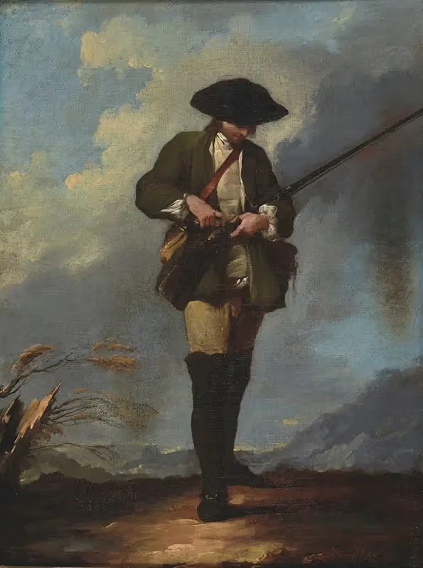 Portrait en pied d'un chasseur — Jean Barbault