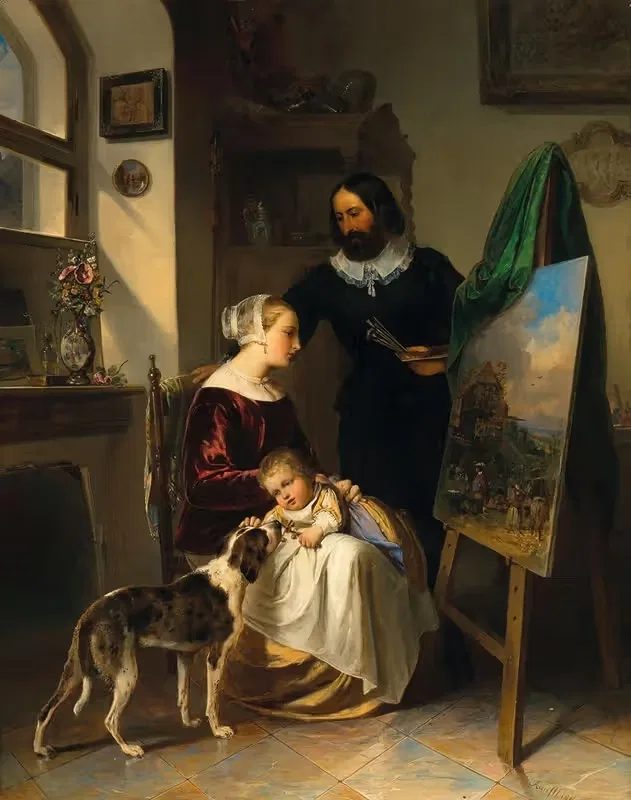 The Painter’s Family in His Studio — Johann Matthias Ranftl