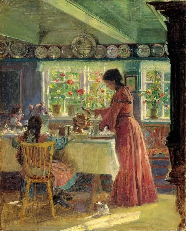 Наливание утреннего кофе by Лауриц Туксен, 1906 — digital art print download