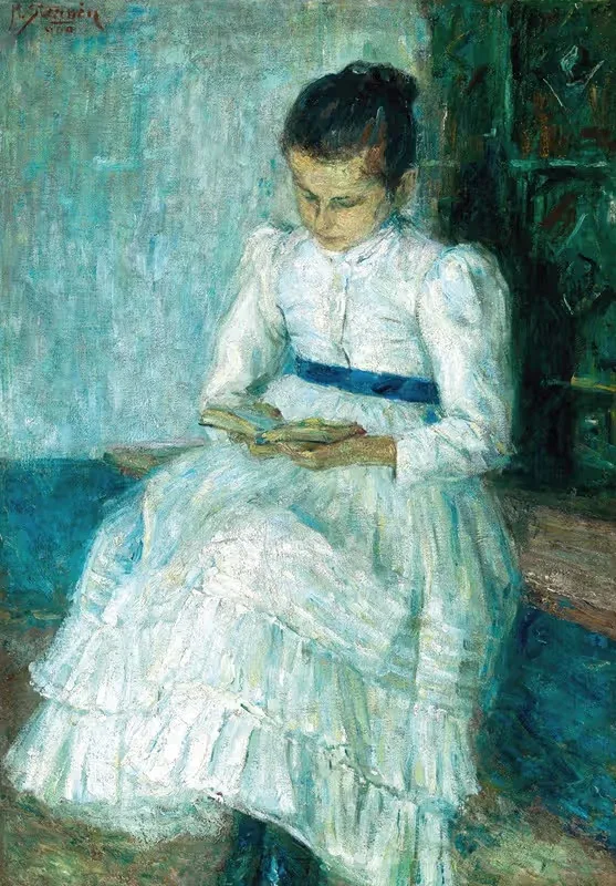 Девушка с книгой by Матей Штернен, 1900 — digital art print download
