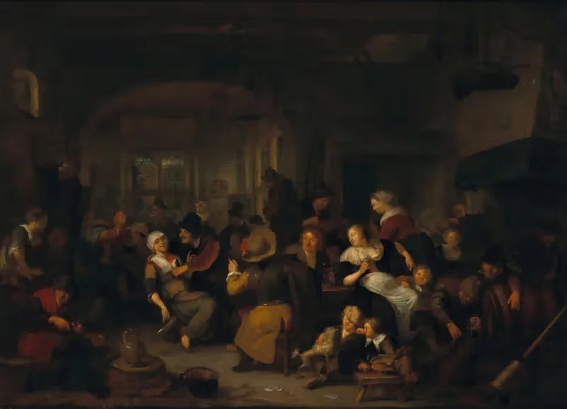 Интерьер таверны с пьяными крестьянами by Ричард Бракебуру, 1687 — digital art print download