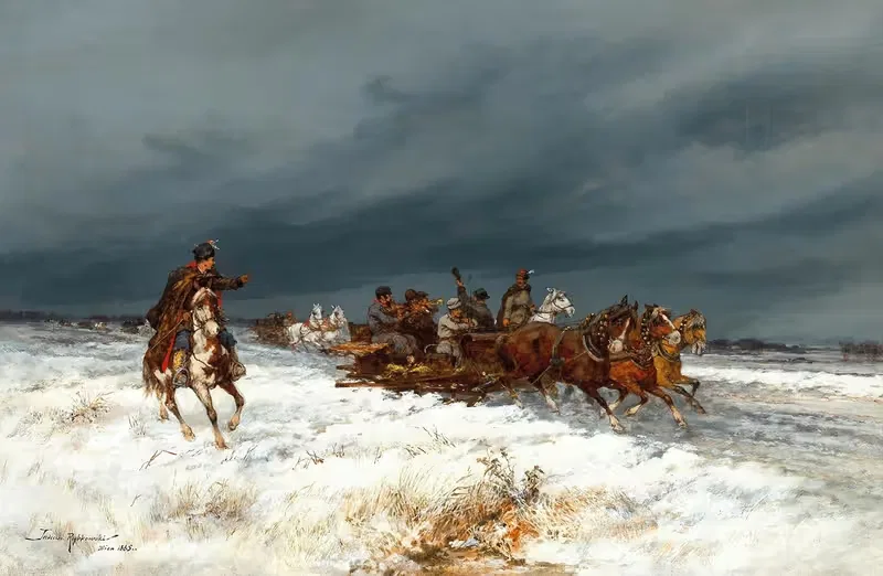 Веселая компания, возвращающаяся домой by Тадеуш Рыбковский, 1885 — digital art print download