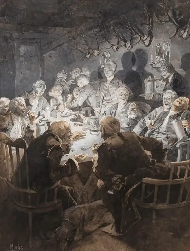 Guillaume 1er dans son collège de Tabac — Alphonse Mucha