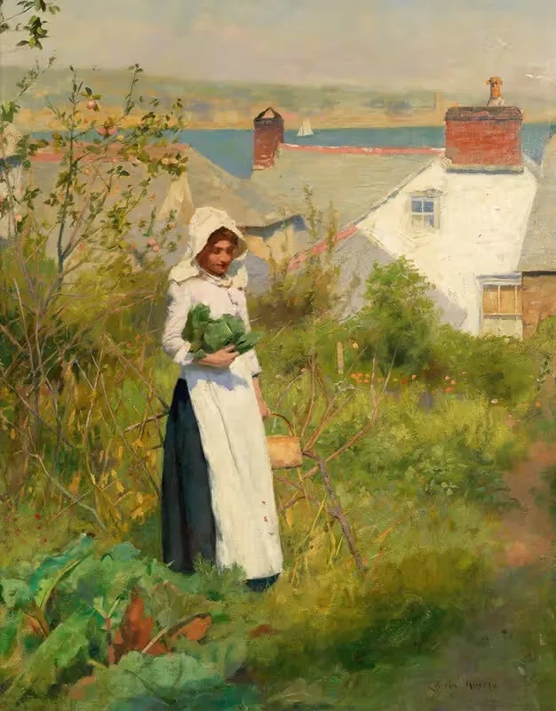 A Cornish cottage garden by Edwin Harris — digital art print download