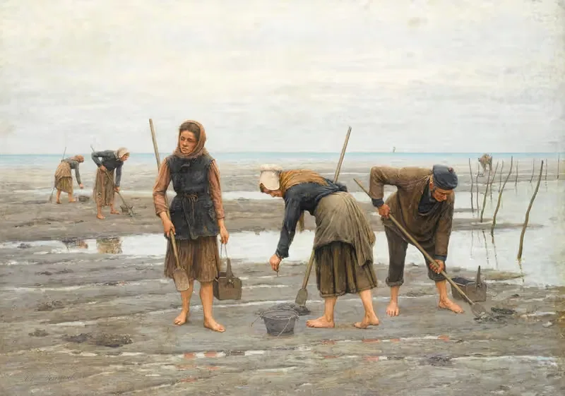 Clam gatherers by Jules Denneulin — digital art print download