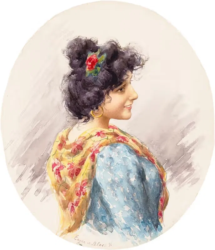 Итальянская красавица by Эугени фон Блаас, 1896 — digital art print download